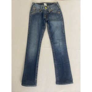True Religion Women's Skinny Low Rise Jeans Size 24x27 Made In USA Y2K Fade.